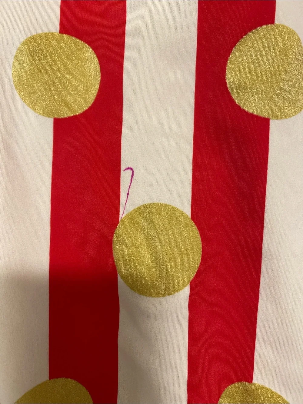 Mini Boden Red & White Striped One-Piece Swimsuit with Gold Dots and Blue Straps